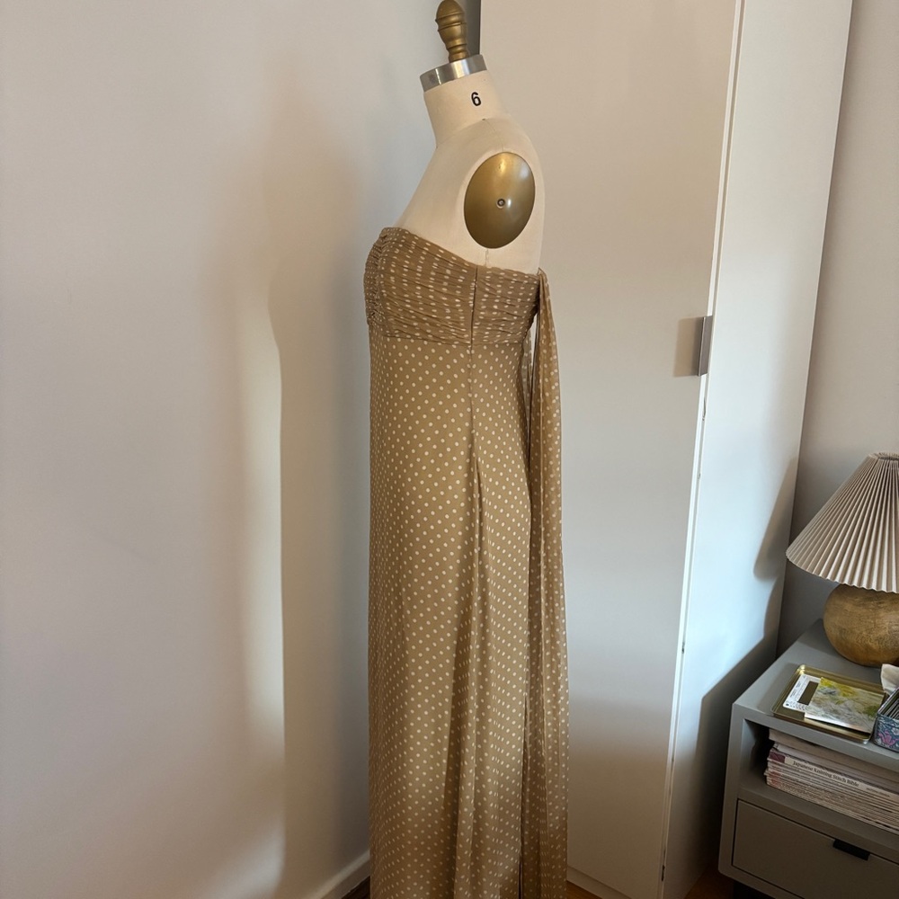 Melinda Eng Draped Scarf / Shawl Tan Polka Dot Dress - Picture 8 of 14